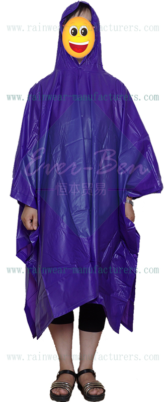 Purple PVC womens rain poncho